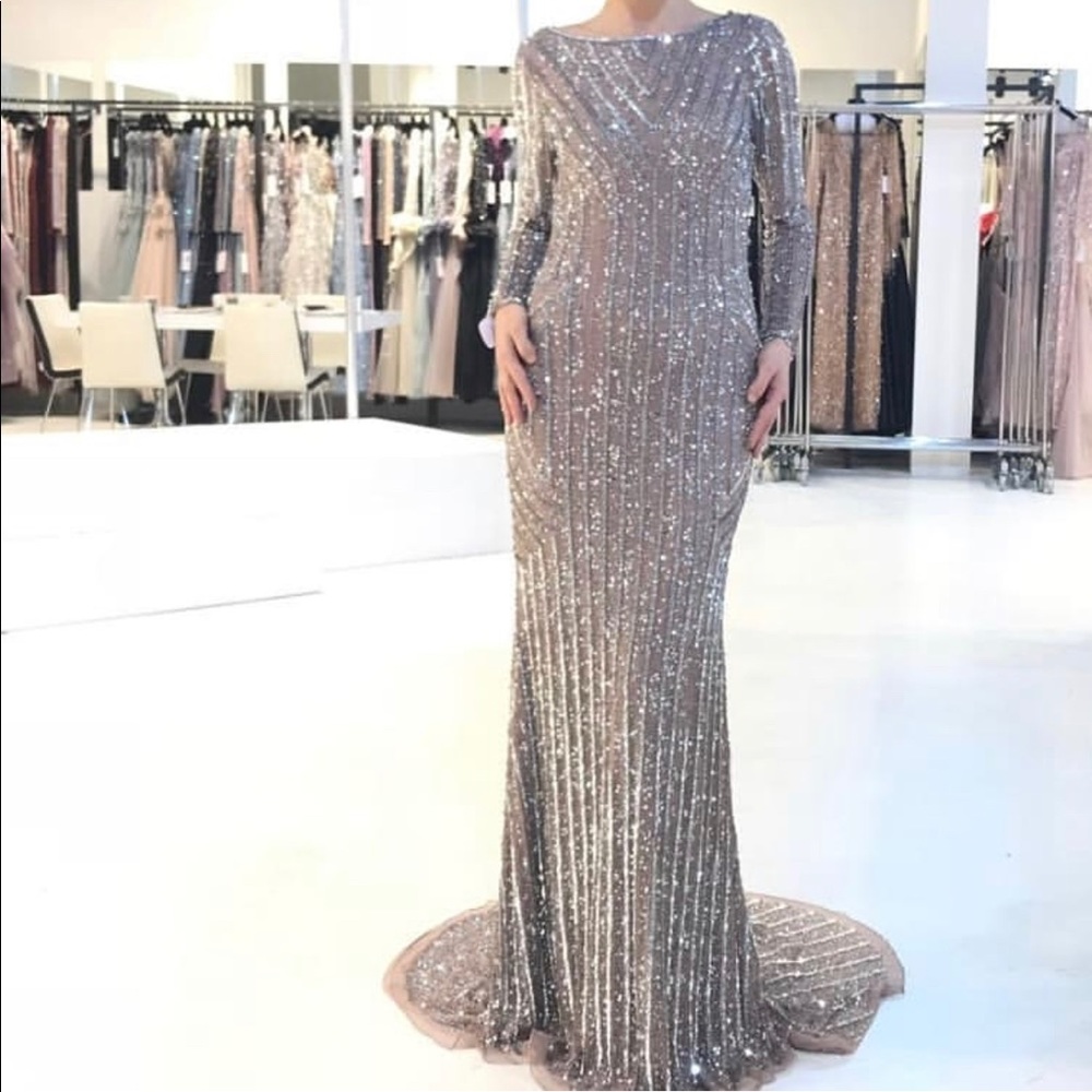 Long sleeve evening gown